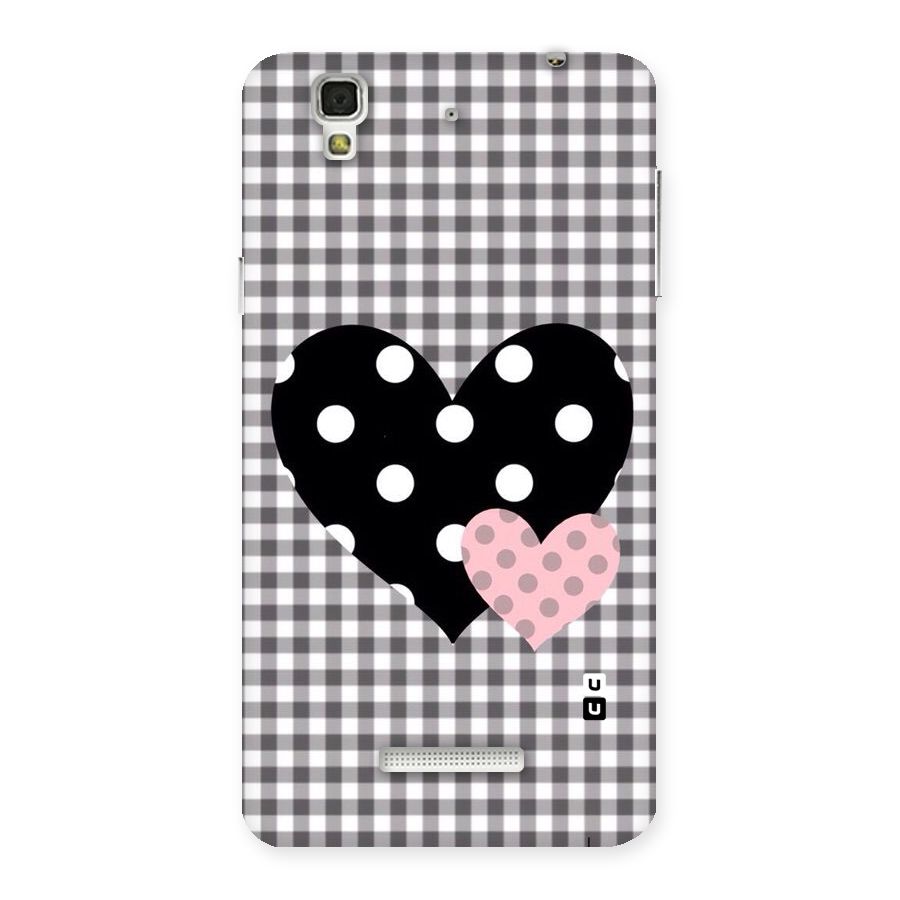 Polka Check Hearts Back Case for Yu Yureka