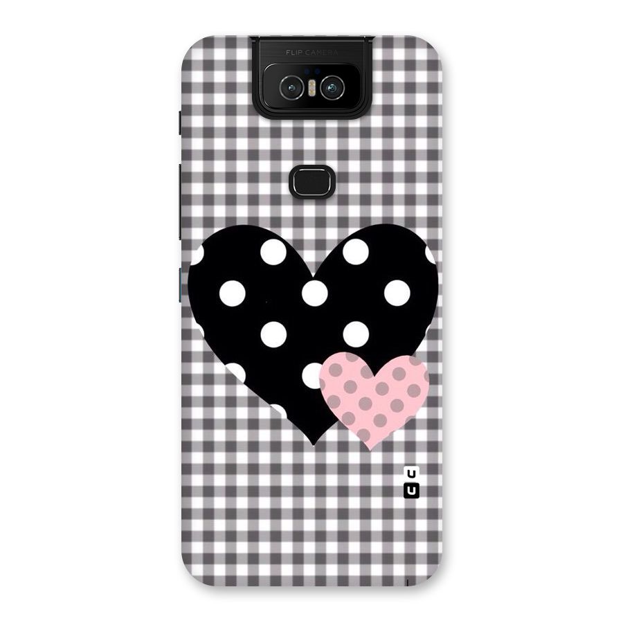 Polka Check Hearts Back Case for Zenfone 6z