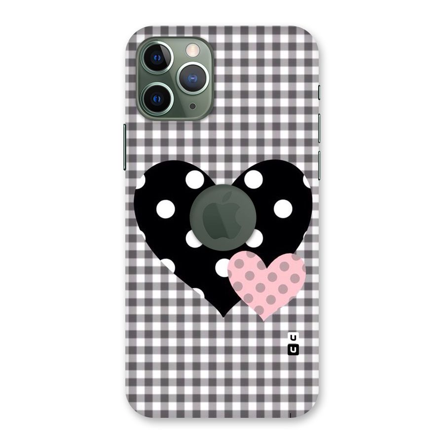 Polka Check Hearts Back Case for iPhone 11 Pro Logo  Cut