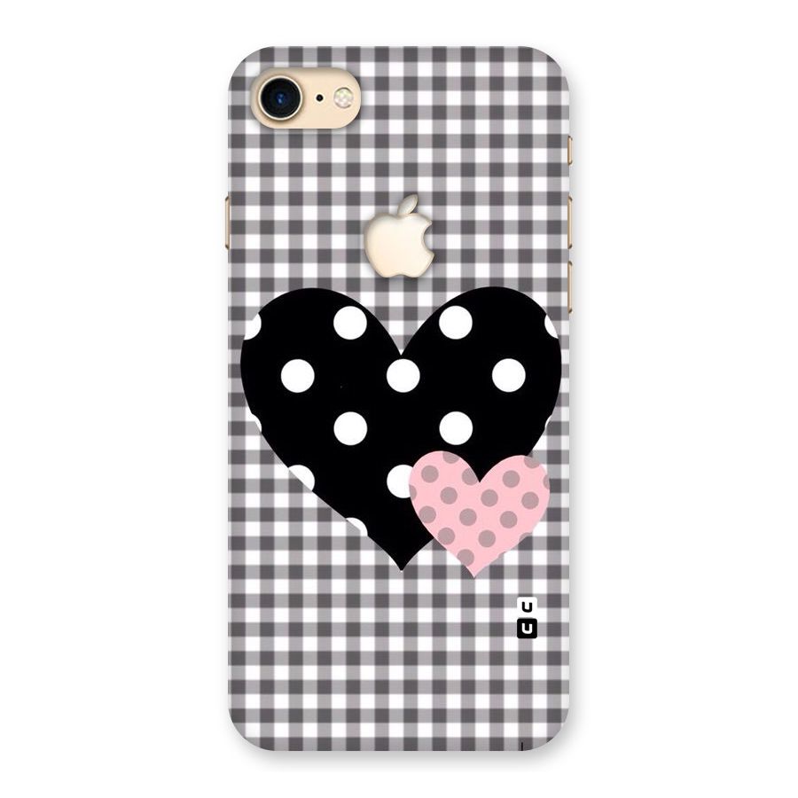 Polka Check Hearts Back Case for iPhone 7 Apple Cut