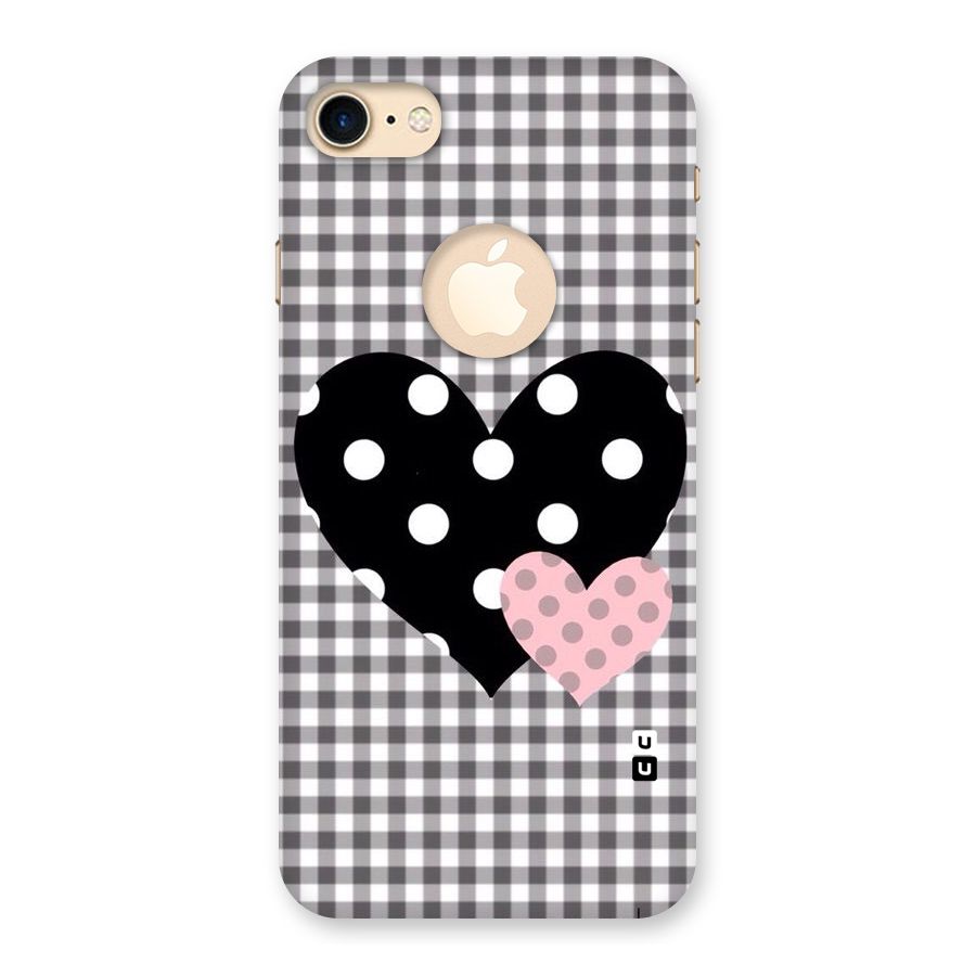 Polka Check Hearts Back Case for iPhone 7 Logo Cut
