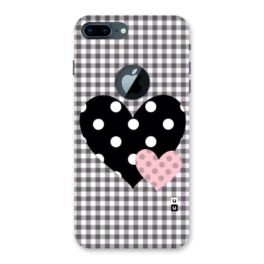 Polka Check Hearts Back Case for iPhone 7 Plus Logo Cut
