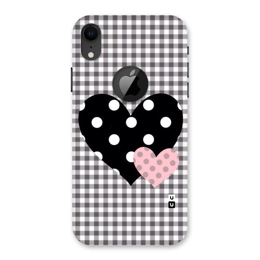 Polka Check Hearts Back Case for iPhone XR Logo Cut