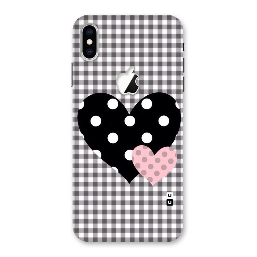 Polka Check Hearts Back Case for iPhone XS Max Apple Cut