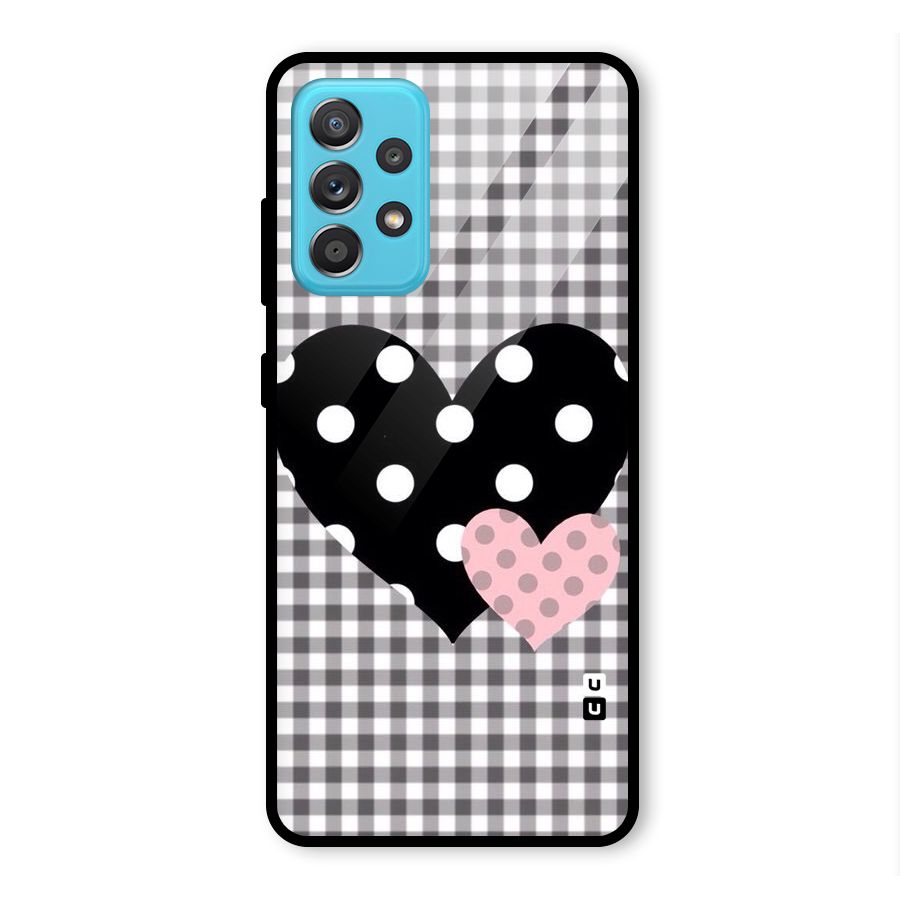 Polka Check Hearts Glass Back Case for Galaxy A52