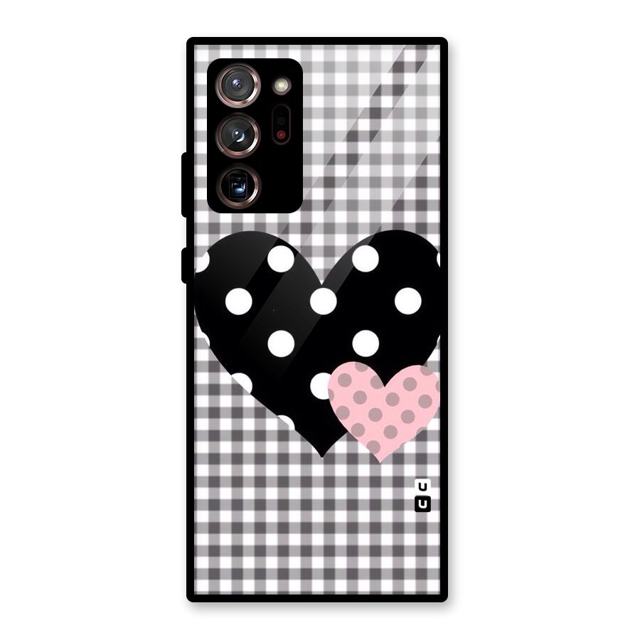 Polka Check Hearts Glass Back Case for Galaxy Note 20 Ultra