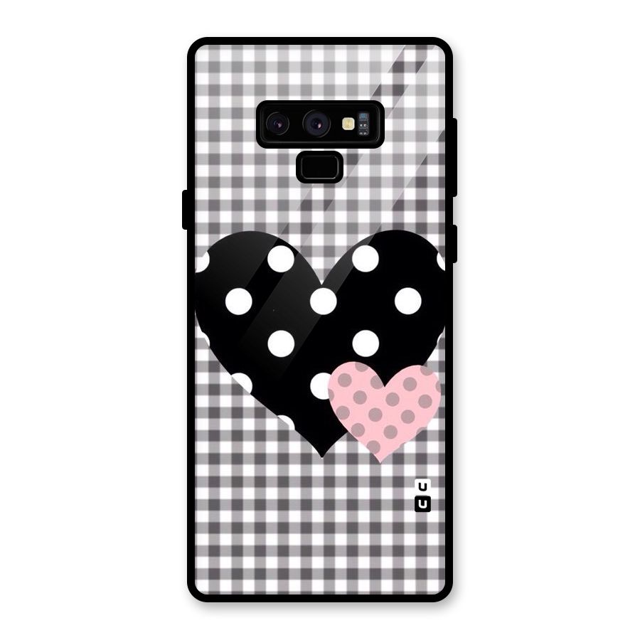Polka Check Hearts Glass Back Case for Galaxy Note 9