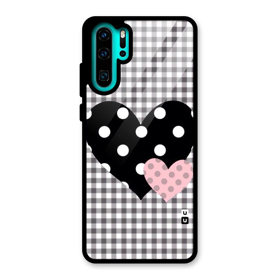 Polka Check Hearts Glass Back Case for Huawei P30 Pro