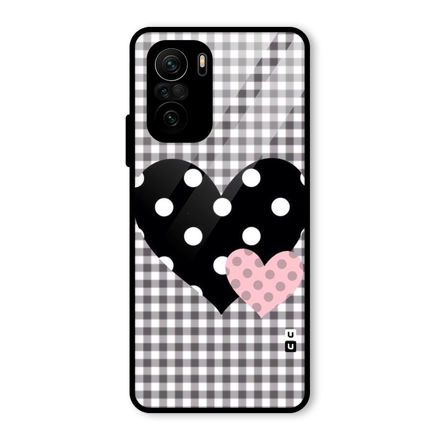 Polka Check Hearts Glass Back Case for Mi 11X Pro