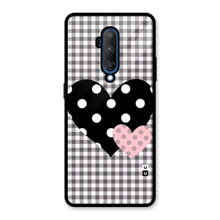 Polka Check Hearts Glass Back Case for OnePlus 7T Pro