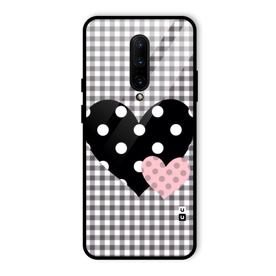 Polka Check Hearts Glass Back Case for OnePlus 7 Pro