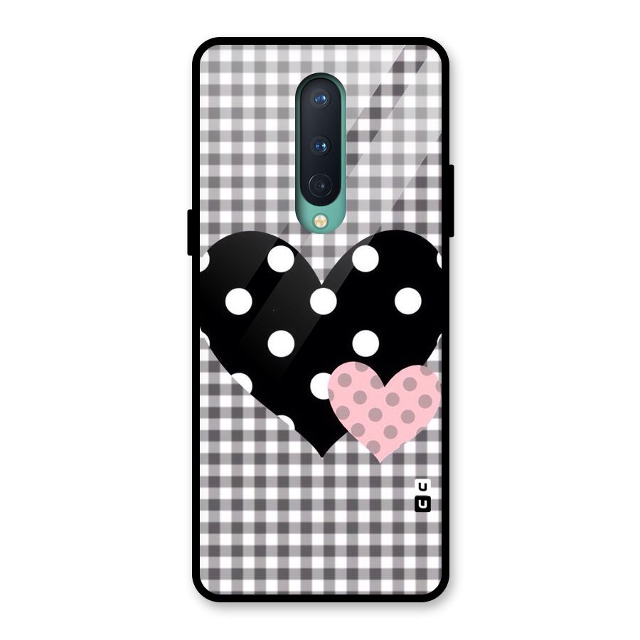 Polka Check Hearts Glass Back Case for OnePlus 8