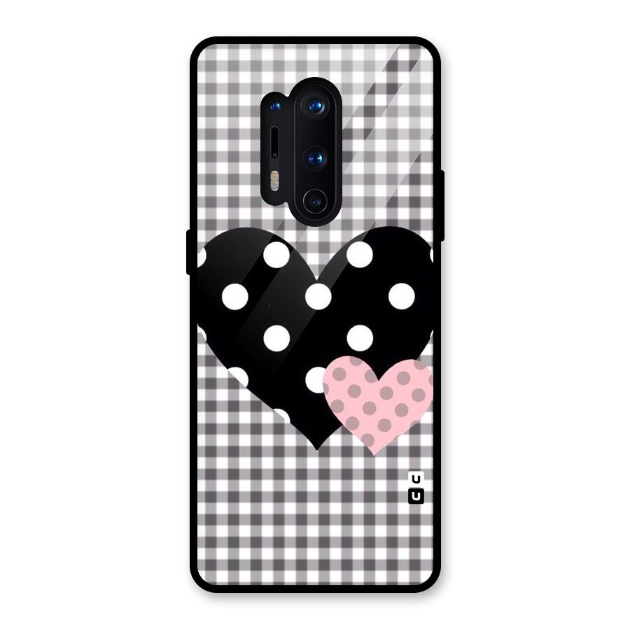 Polka Check Hearts Glass Back Case for OnePlus 8 Pro