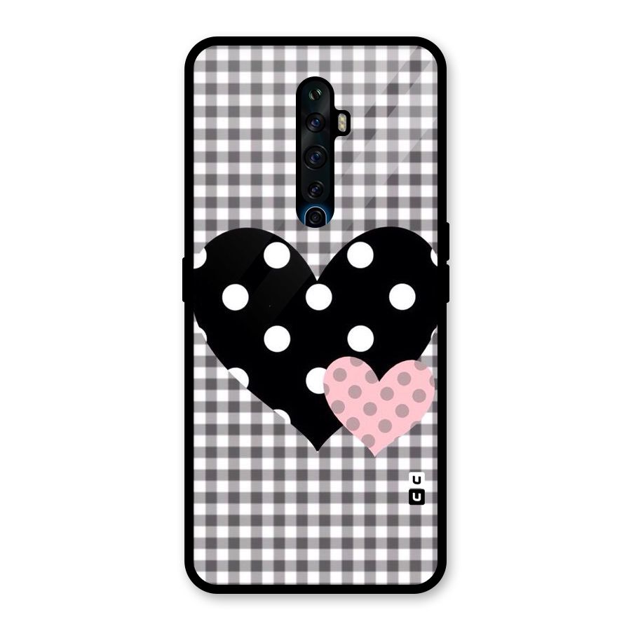 Polka Check Hearts Glass Back Case for Oppo Reno2 Z