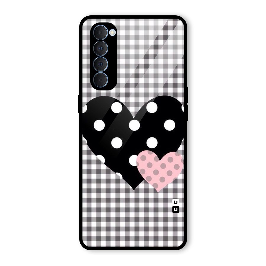 Polka Check Hearts Glass Back Case for Oppo Reno4 Pro