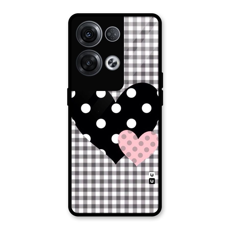 Polka Check Hearts Glass Back Case for Oppo Reno8 Pro 5G