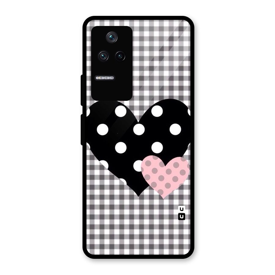 Polka Check Hearts Glass Back Case for Poco F4 5G
