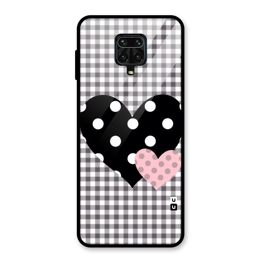 Polka Check Hearts Glass Back Case for Poco M2 Pro