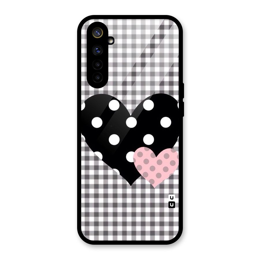 Polka Check Hearts Glass Back Case for Realme 6i