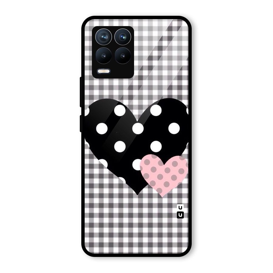 Polka Check Hearts Glass Back Case for Realme 8 Pro