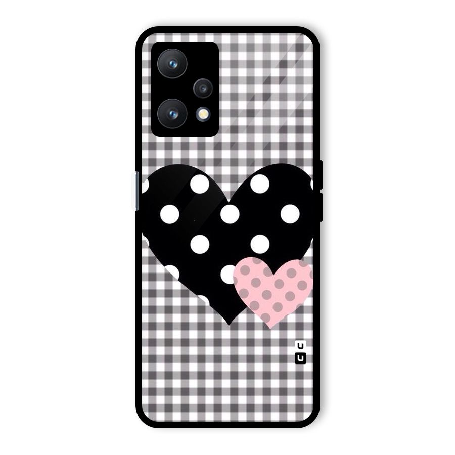 Polka Check Hearts Glass Back Case for Realme 9 Pro 5G
