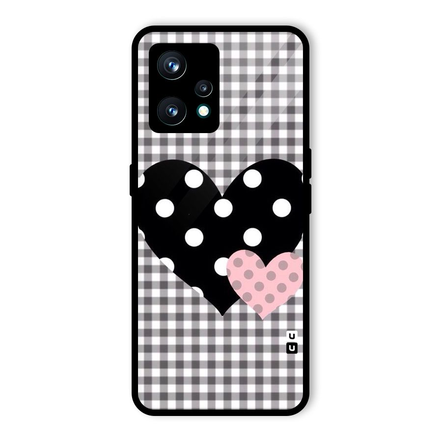 Polka Check Hearts Glass Back Case for Realme 9 Pro Plus 5G