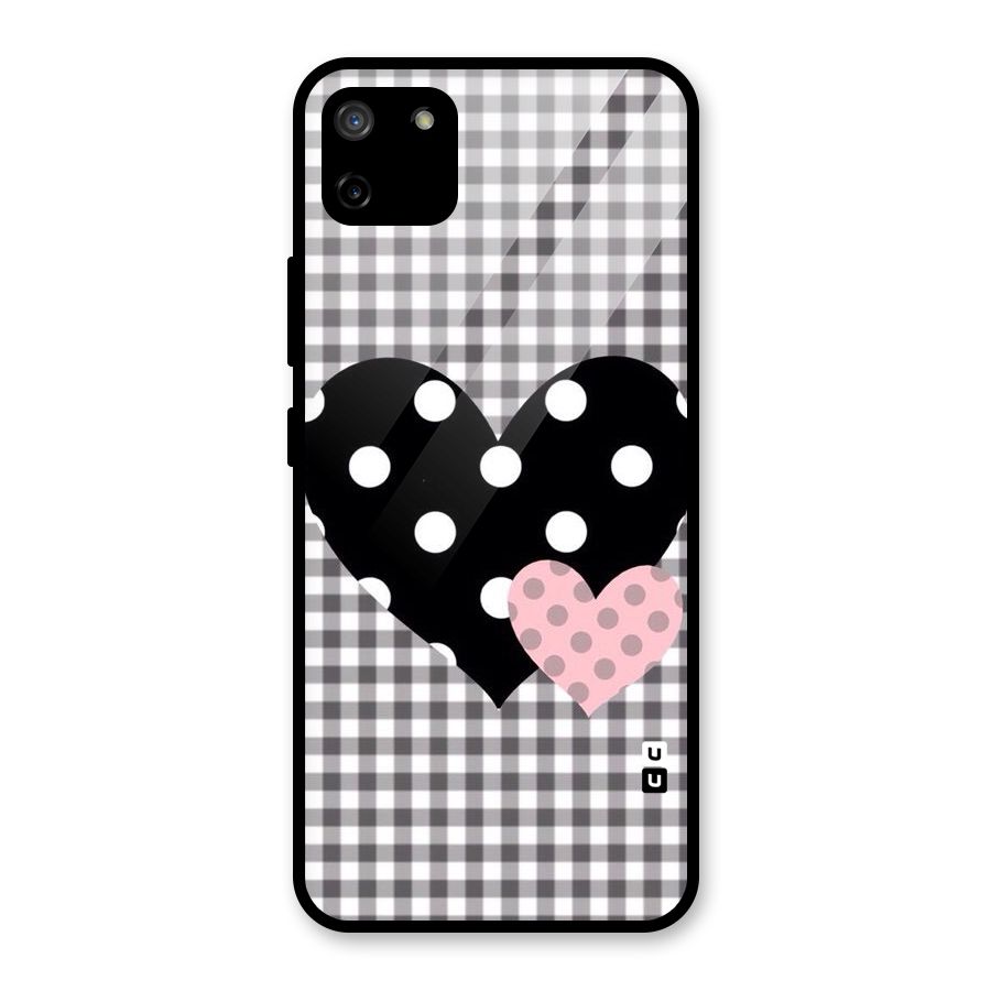 Polka Check Hearts Glass Back Case for Realme C11