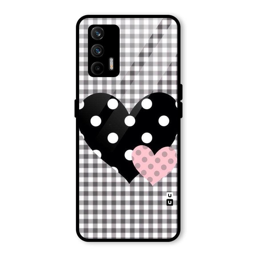 Polka Check Hearts Glass Back Case for Realme GT 5G