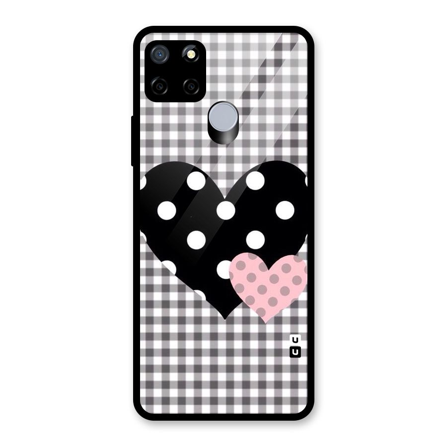 Polka Check Hearts Glass Back Case for Realme Narzo 20