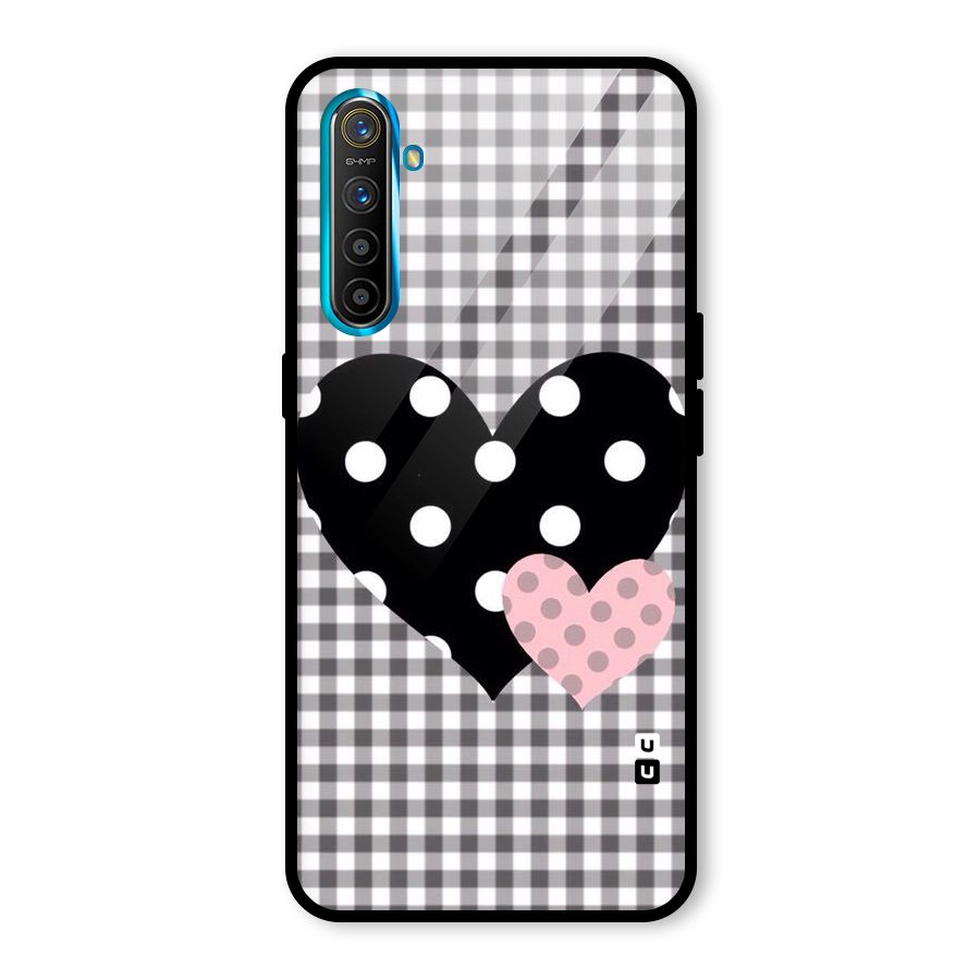 Polka Check Hearts Glass Back Case for Realme X2