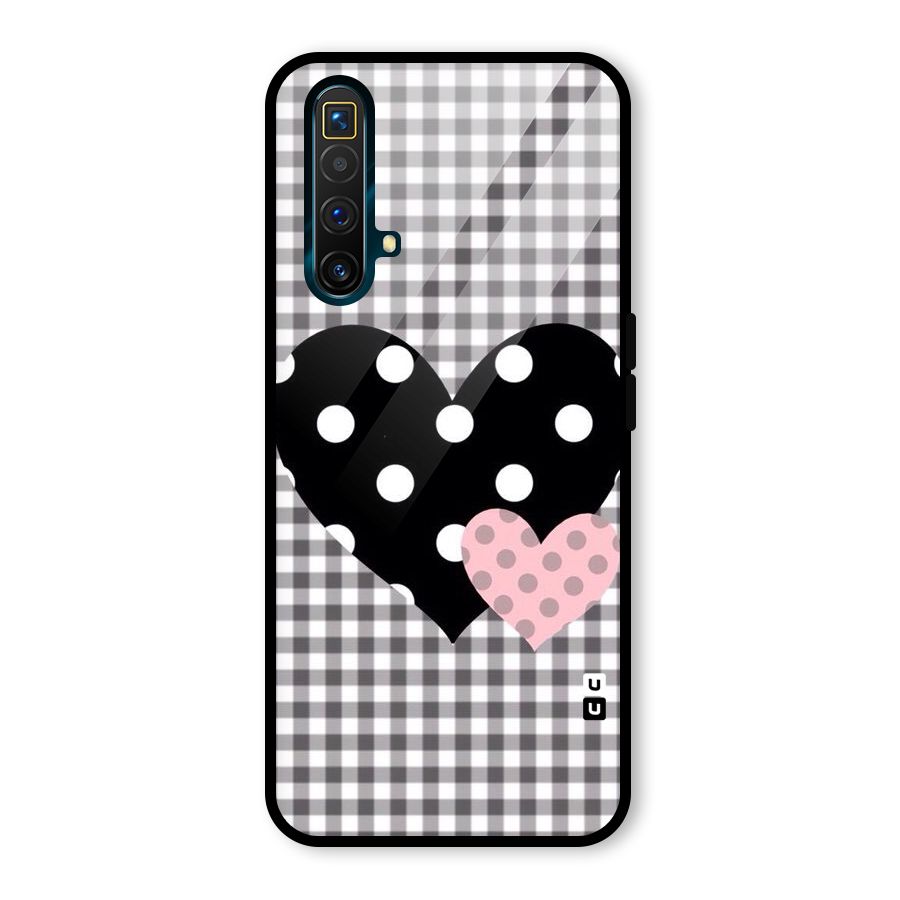 Polka Check Hearts Glass Back Case for Realme X3