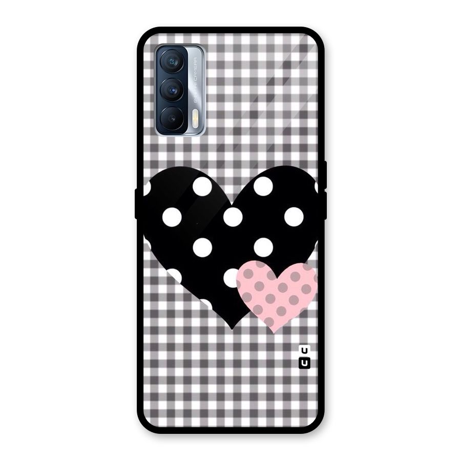 Polka Check Hearts Glass Back Case for Realme X7