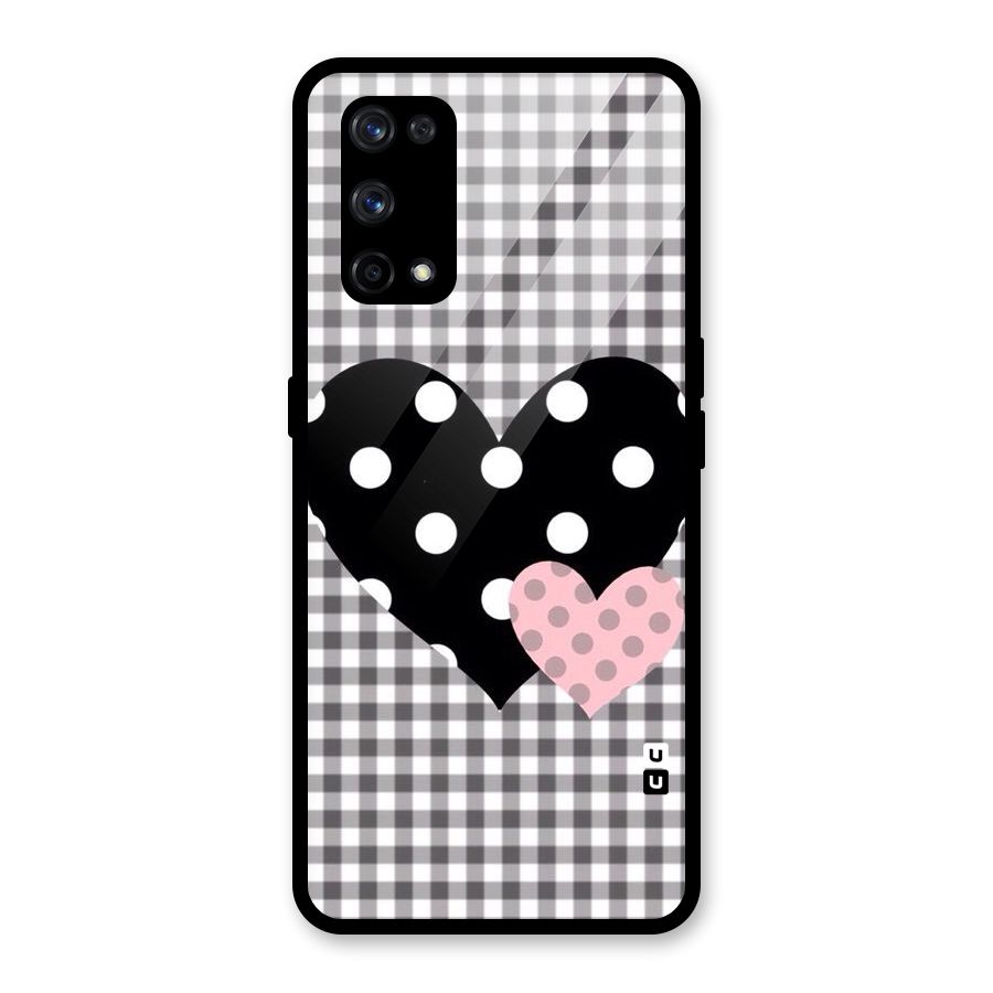 Polka Check Hearts Glass Back Case for Realme X7 Pro