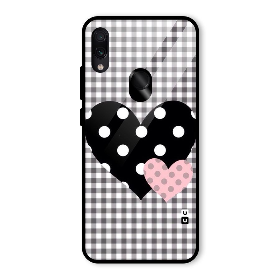Polka Check Hearts Glass Back Case for Redmi Note 7S