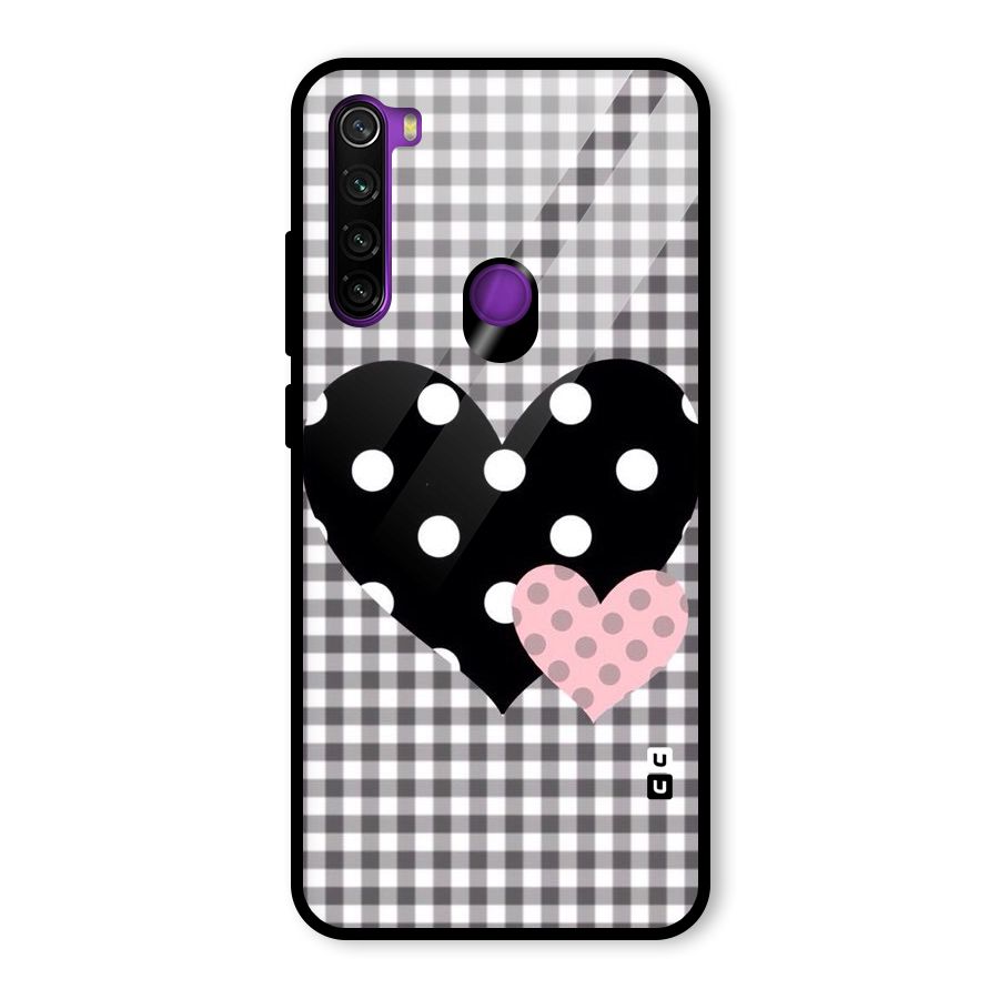 Polka Check Hearts Glass Back Case for Redmi Note 8