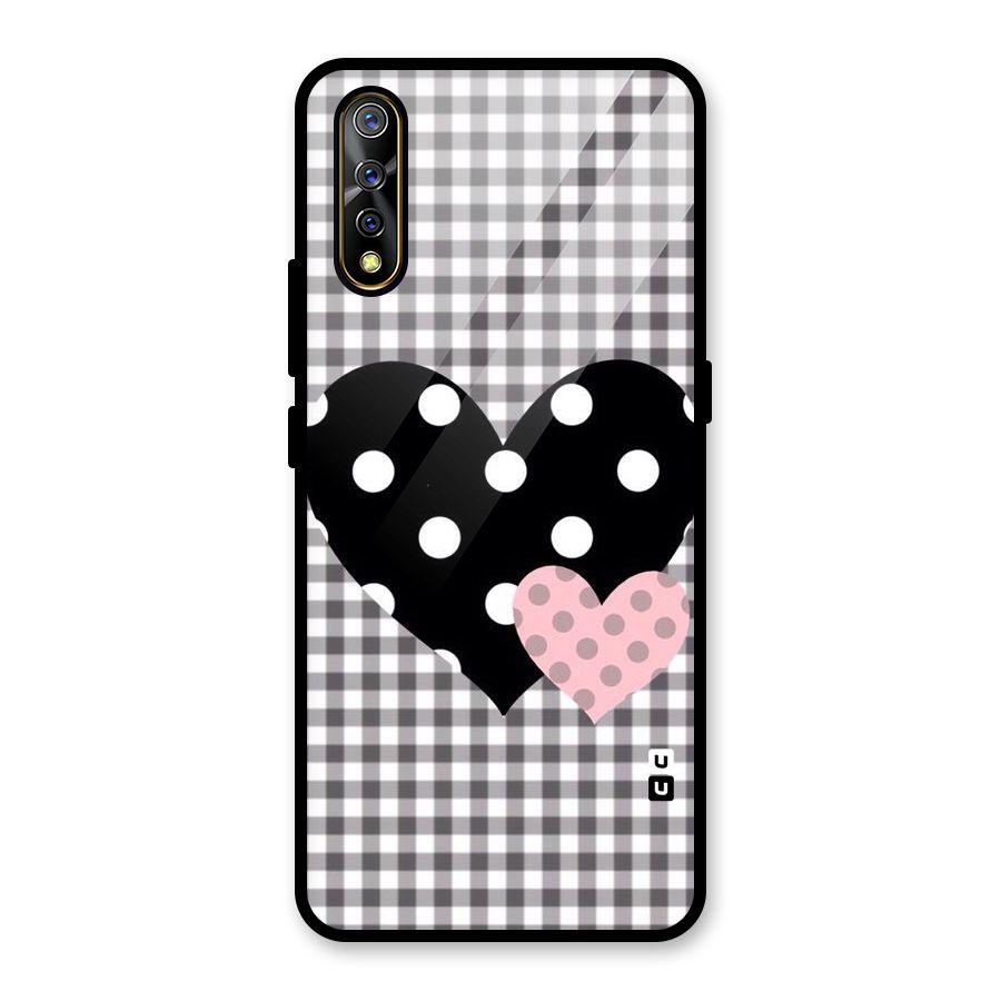 Polka Check Hearts Glass Back Case for Vivo S1