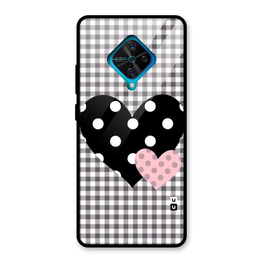 Polka Check Hearts Glass Back Case for Vivo S1 Pro