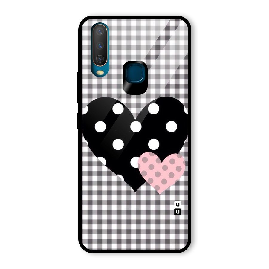 Polka Check Hearts Glass Back Case for Vivo U10