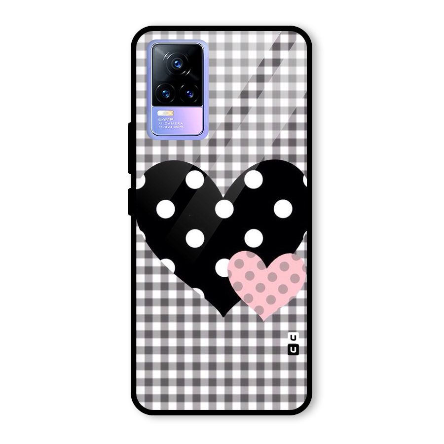 Polka Check Hearts Glass Back Case for Vivo Y73