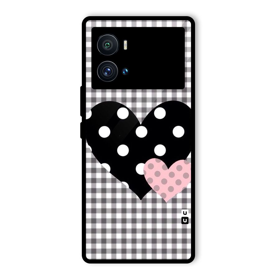 Polka Check Hearts Glass Back Case for Vivo iQOO 9 Pro