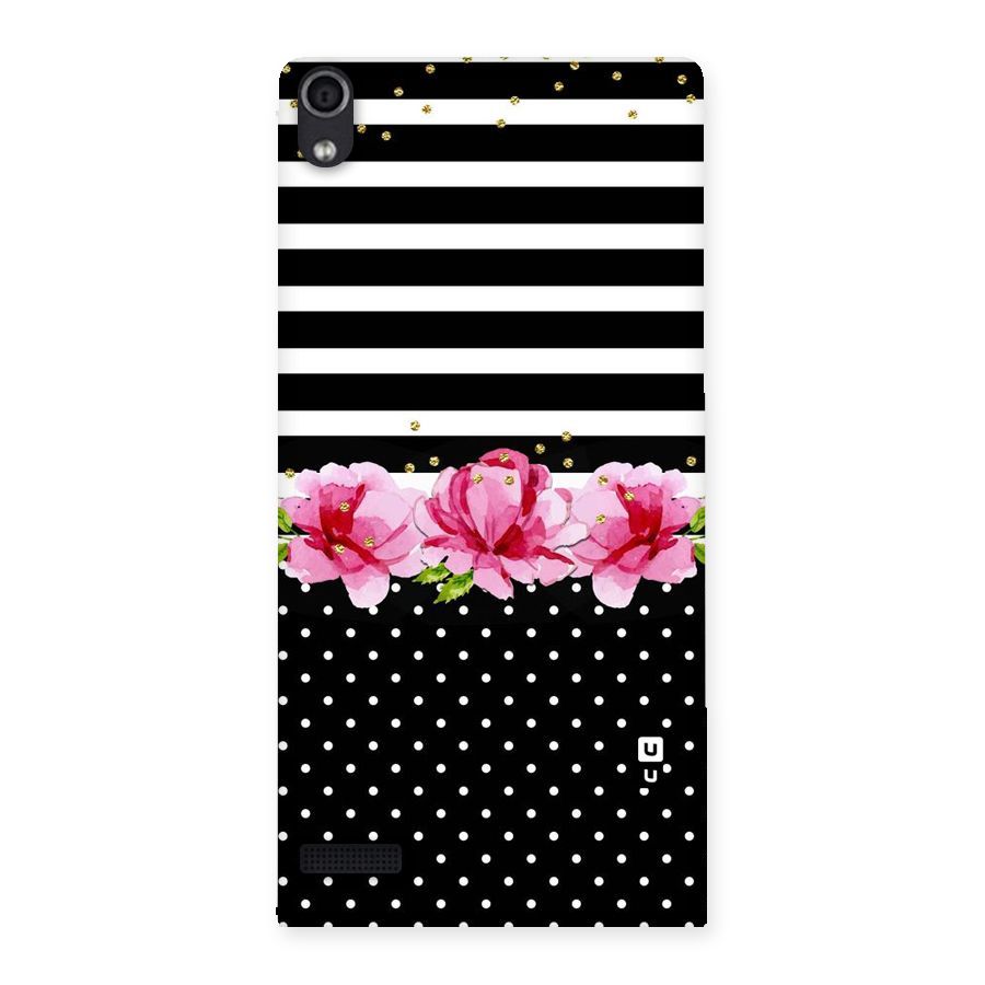 Polka Floral Stripes Back Case for Ascend P6