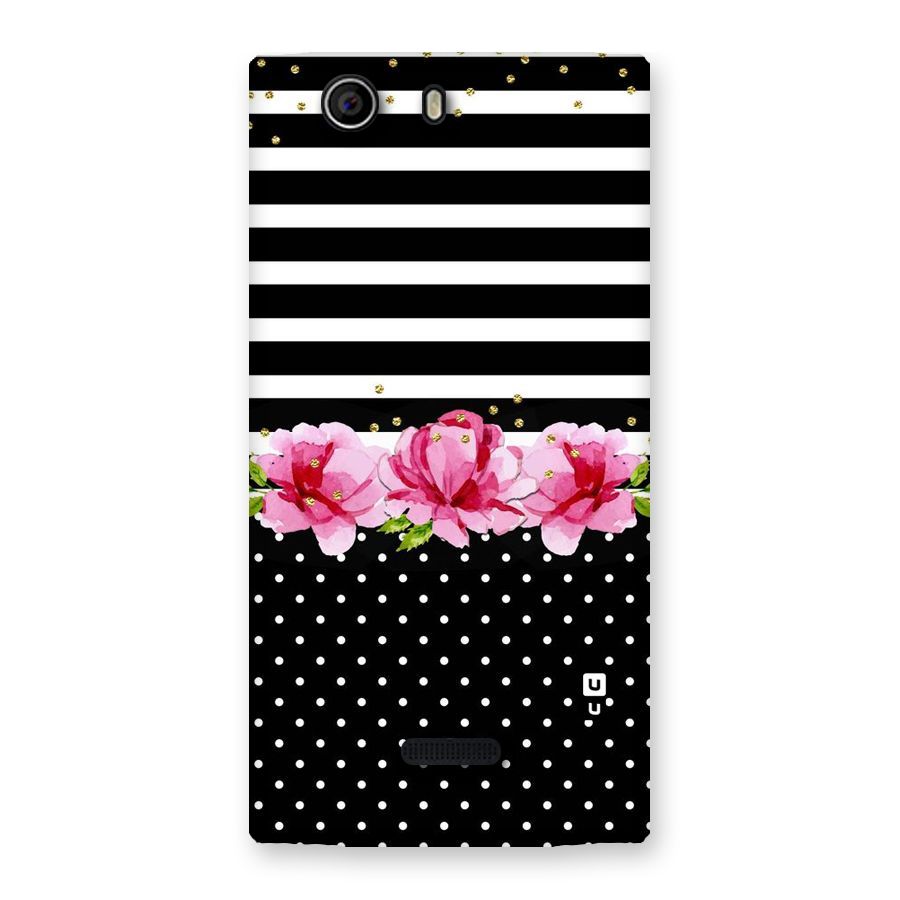 Polka Floral Stripes Back Case for Canvas Nitro 2 E311