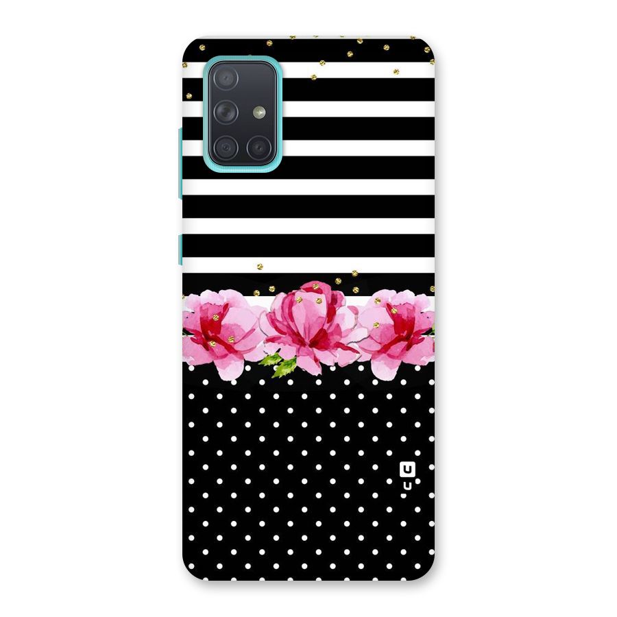 Polka Floral Stripes Back Case for Galaxy A71