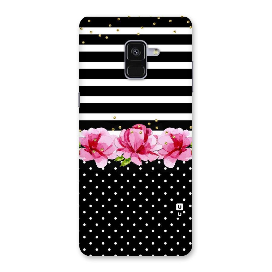 Polka Floral Stripes Back Case for Galaxy A8 Plus
