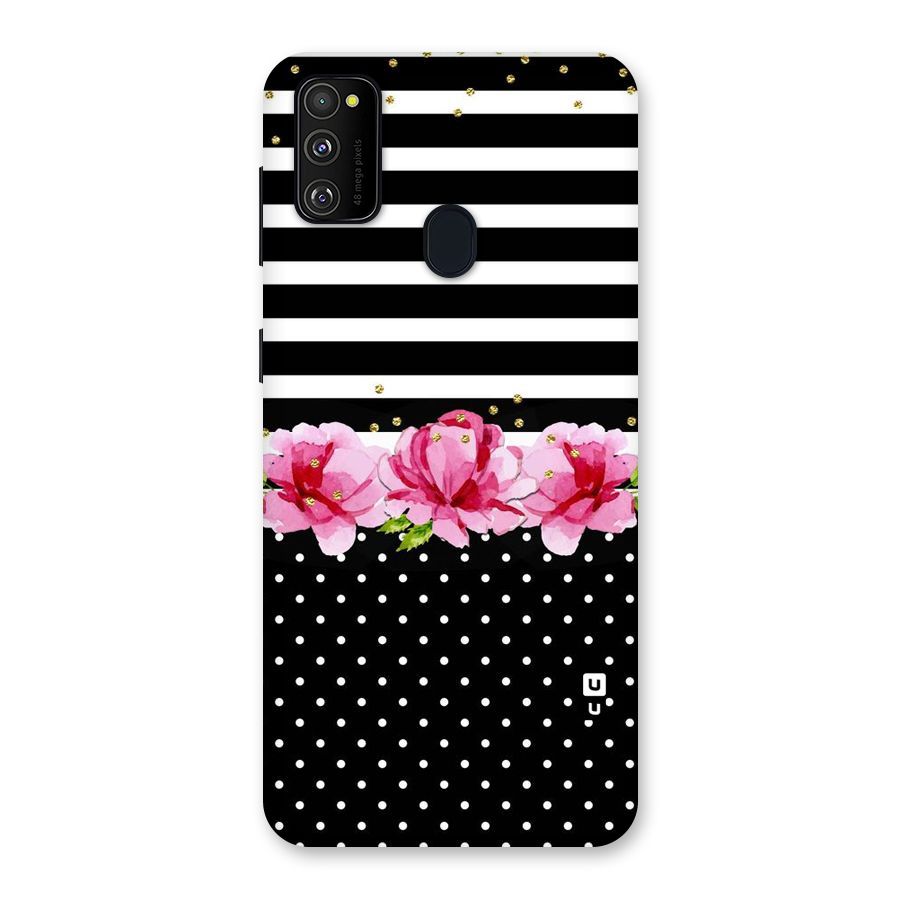 Polka Floral Stripes Back Case for Galaxy M21