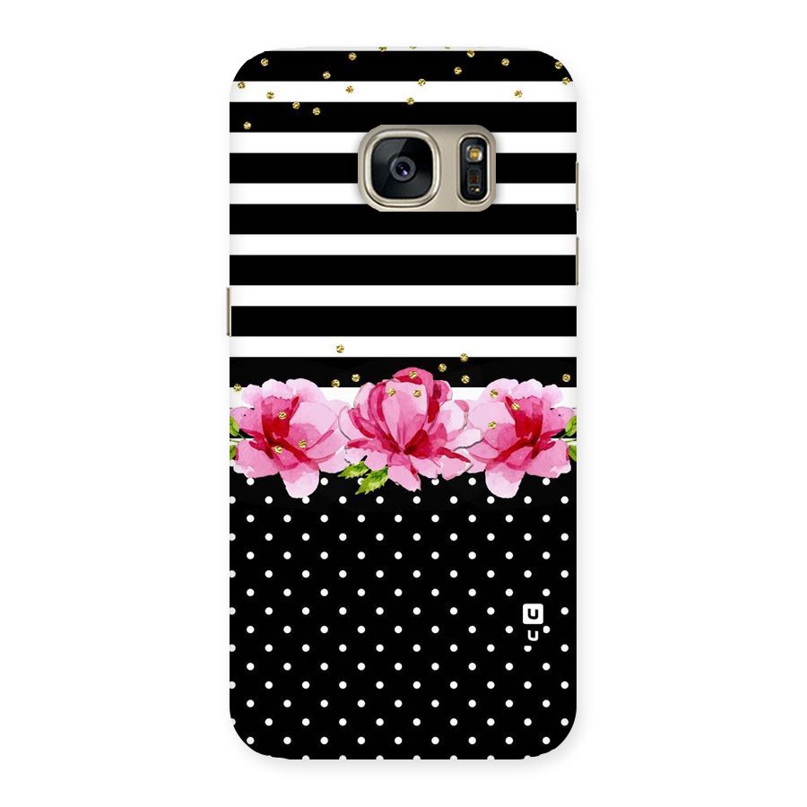 Polka Floral Stripes Back Case for Galaxy S7
