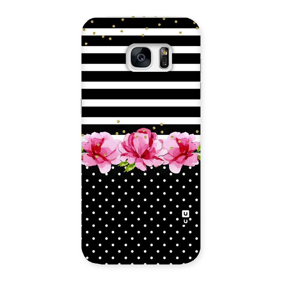 Polka Floral Stripes Back Case for Galaxy S7 Edge