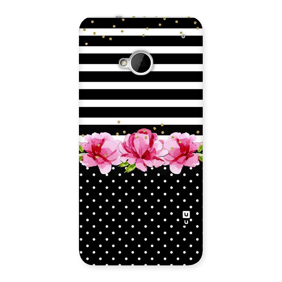 Polka Floral Stripes Back Case for HTC One M7