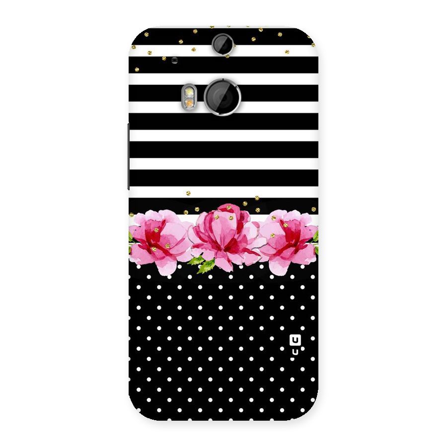 Polka Floral Stripes Back Case for HTC One M8