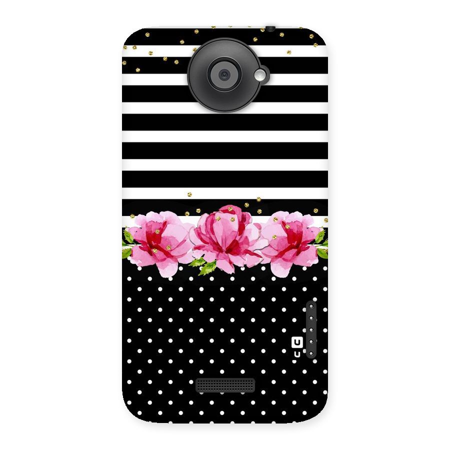 Polka Floral Stripes Back Case for HTC One X